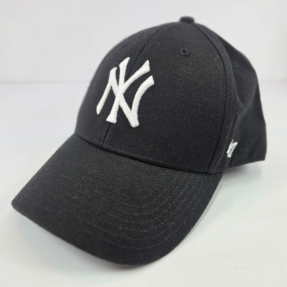 '47 Brand New York Yankees Adjustable Hat Black White OSFA NWT
